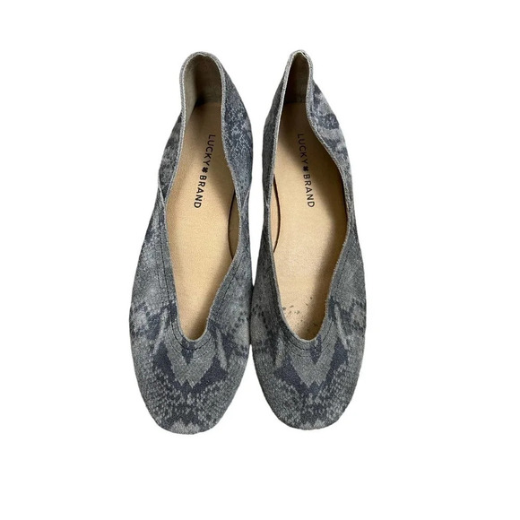 Lucky Brand Snakeskin Animal Print Suede Leather Ballet Flats Size 7.5 - Picture 3 of 8